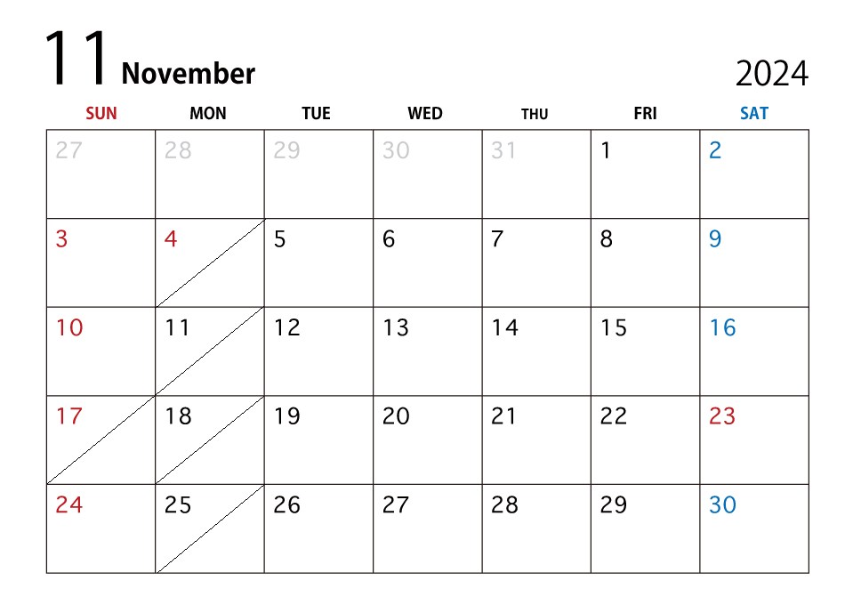 １１月カレンダー